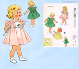 McCalls 1718: 1950s Cute Uncut Baby Girls Dress Size 1 Vintage Sewing Pattern