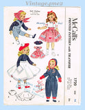 1950s Vintage McCalls Sewing Pattern 1720 Cute 15in Sweet Sue Doll Clothes Set