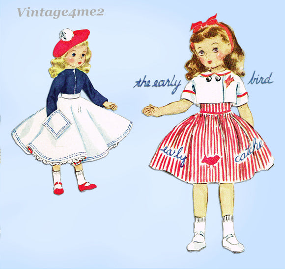 1950s Vintage McCalls Sewing Pattern 1720 Cute 18in Sweet Sue Doll Clothes Set