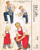 1950s Vintage McCall 1727 Father Son Matching Work Aprons So Cute and Rare