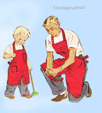 1950s Vintage McCall 1727 Father Son Matching Work Aprons So Cute and Rare