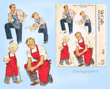 1950s Vintage McCall 1727 Father Son Matching Work Aprons So Cute and Rare