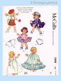 1950s Vintage McCalls Sewing Pattern 1898 9-10 Inch Ginny Doll Clothes ORIG