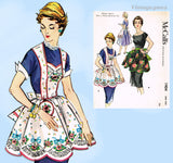 1950s Vintage McCall Sewing Pattern 1904 Misses Dressy Full Bib Apron
