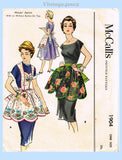 1950s Vintage McCall Sewing Pattern 1904 Misses Scalloped Full Bib Apron Fits All