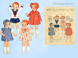 McCall 1919: 1930s Rare 22 Inch Patsy Lou Doll Clothes Set Vintage Sewing Pattern
