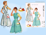 1950s Vintage McCall Sewing Pattern 1948 Misses Coffee & Doughnut Apron Sz LARGE