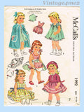 McCalls 1992: 1950s Baby Sue 20-21inch Doll Clothes Set Vintage Sewing Pattern