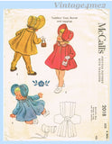 1950s Vintage McCalls Sewing Pattern 2018 Baby Girls Flared Coat and Bonnet Sz 6 mos