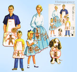 1950s Vintage McCall Sewing Pattern 2062 Aprons for All Mom Pop Kids and Fido Too UNCUT