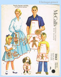 1950s Vintage McCall Sewing Pattern 2062 Aprons for All Mom Pop Kids and Fido Too UNCUT