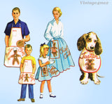 1950s Vintage McCall Sewing Pattern 2062 Aprons for All Mom Pop Kids and Fido Too UNCUT