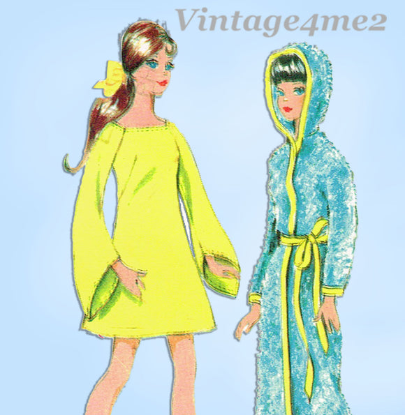 1960s Vintage McCalls Sewing Pattern 2123 Cute 11.5in Boho Barbie Doll Clothes Set
