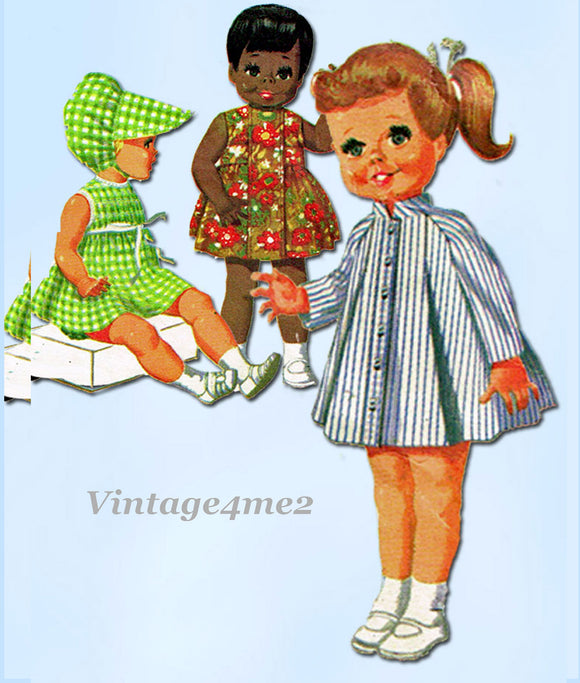 1960s Vintage McCalls Sewing Pattern 2157 Medium 14-18in Baby Doll Clothes