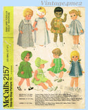 1960s Vintage McCalls Sewing Pattern 2157 Cute Uncut 12-16in Baby Doll Clothes