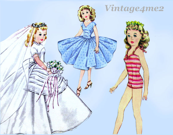 1950s Vintage McCalls Sewing Pattern 2162 High Heel Revlon Doll Clothes 10.5in