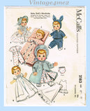 1950s Vintage McCalls Sewing Pattern 2183 Cute 8-9 In Baby Ginette Doll Clothes