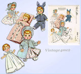 1950s Vintage McCalls Sewing Pattern 2183 Cute 8-9 In Baby Ginette Doll Clothes