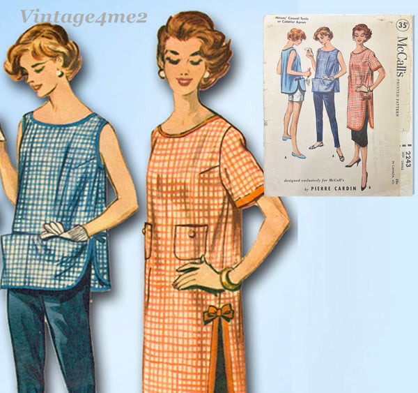 1950s Vintage McCalls Sewing Pattern 2243 Uncut Designer Pierre Cardin Apron