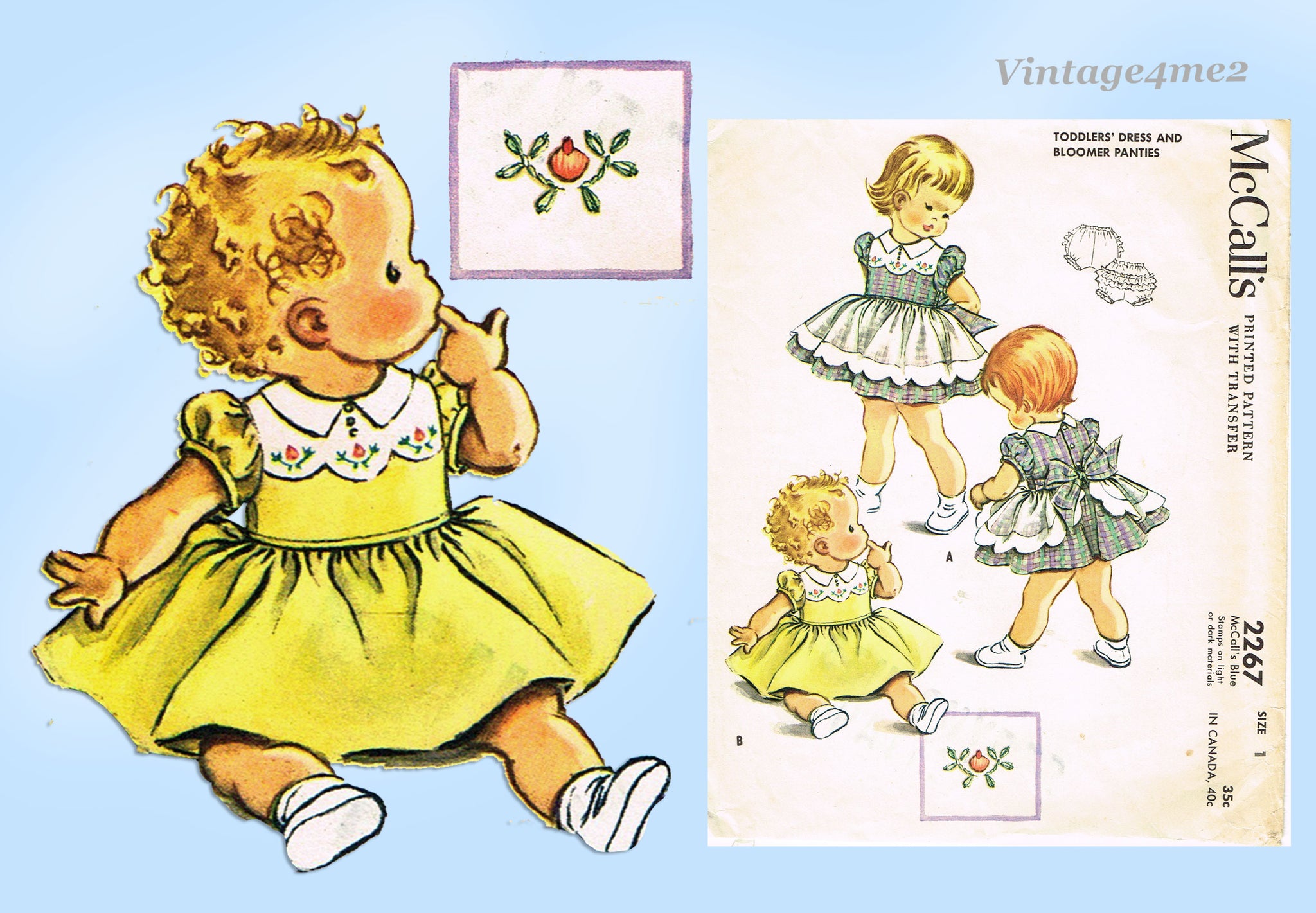 mccalls dress patterns 1950s Vintage McCalls Sewing Pattern 2267 Uncut Baby Girls Dress Sz 1 –  Vintage4me2