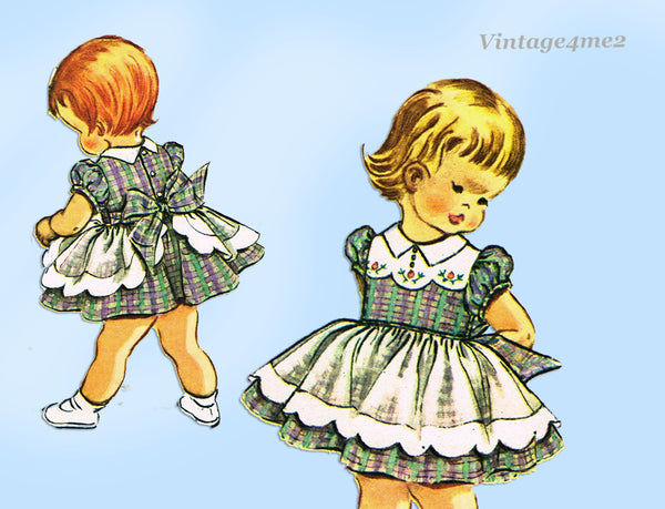 1950s Vintage McCalls Sewing Pattern 2267 Darling Uncut Baby Girls Dress Size 1