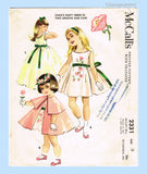 McCall's 2331: 1950s Toddler Girls Party Dress & Cape Sz 3 Vintage Sewing Pattern
