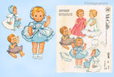 1950s Vintage McCalls Sewing Pattern 2349 Tiny Tears 8-9 Inch Baby Doll Clothes