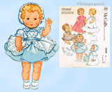 1950s Vintage McCalls Sewing Pattern 2349 Betsy Wetsy 19-21in Baby Doll Clothes