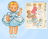 1950s Vintage McCalls Sewing Pattern 2349 Tiny Tears 11-12 Inch Baby Doll Clothes
