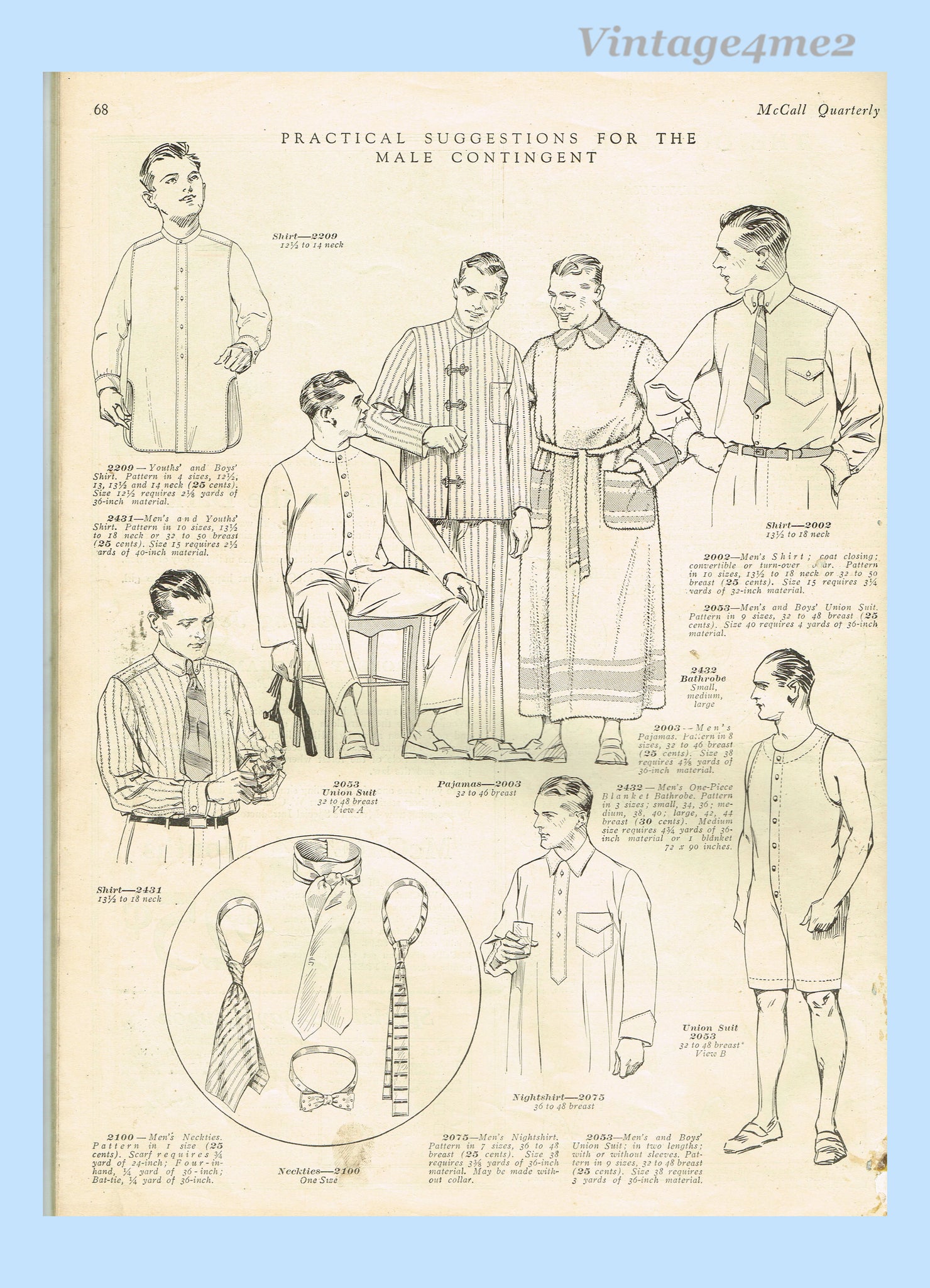 1920s Vintage McCalls Sewing Pattern 2431 Uncut Men's Shirt 14.5 Neck – Vintage4me2 1920s Vintage McCalls Sewing Pattern 2431 Uncut Men's Shirt 14.5 Neck – Vintage4me2