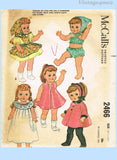 Original 1961 McCall Pattern No. 2466 - Toddler or Little Girl Doll's Wardrobe