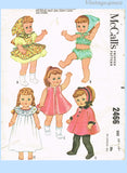 1960s Vintage McCalls Sewing Pattern 2466 Cute 18 to 19 Inch Patsy Ann Doll Clothes