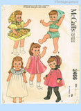 1960s Vintage McCalls Sewing Pattern 2466 Cute 20 Inch Patsy Ann Doll Clothes