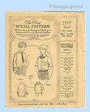 McCall 2517: 1920s Uncut Toddler Boys Blouse or Shirt Sz8 Vintage Sewing Pattern