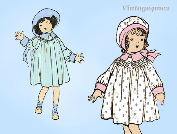McCall 2901: 1920s Sweet Little Girls Smocked Coat Sz 8 Vintage Sewing Pattern