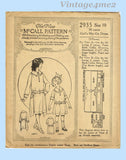 McCall 2935: 1920s Uncut Little Girls Day Dress Size 10 Vintage Sewing Pattern