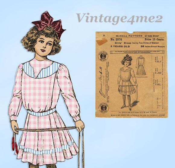 McCall 2976: 1900s Uncut Toddler Girls Edwardian Dress Sz4 Vintage Sewing Pattern