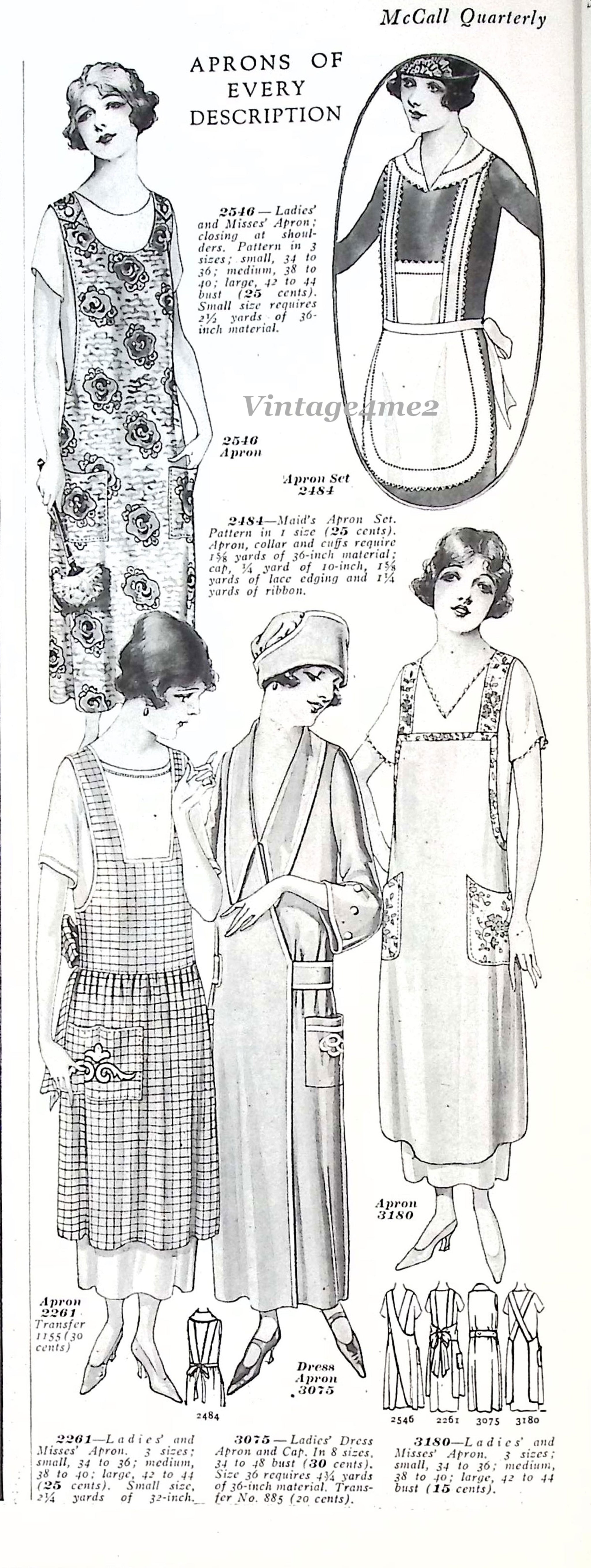 McCall 3075: 1920s Rare Maids Apron Dress & Cap Size 40 B Vintage Sewi –  Vintage4me2