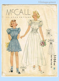 1930s Vintage McCall Sewing Pattern 3106 Beautiful Modest Teen Girls Gown Size 12