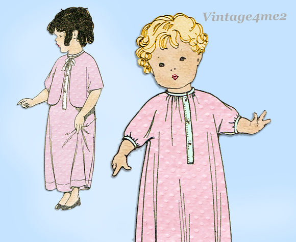 McCall 3229: 1920s Uncut Baby Girls Nightgown Sz 6 mos Vintage Sewing Pattern