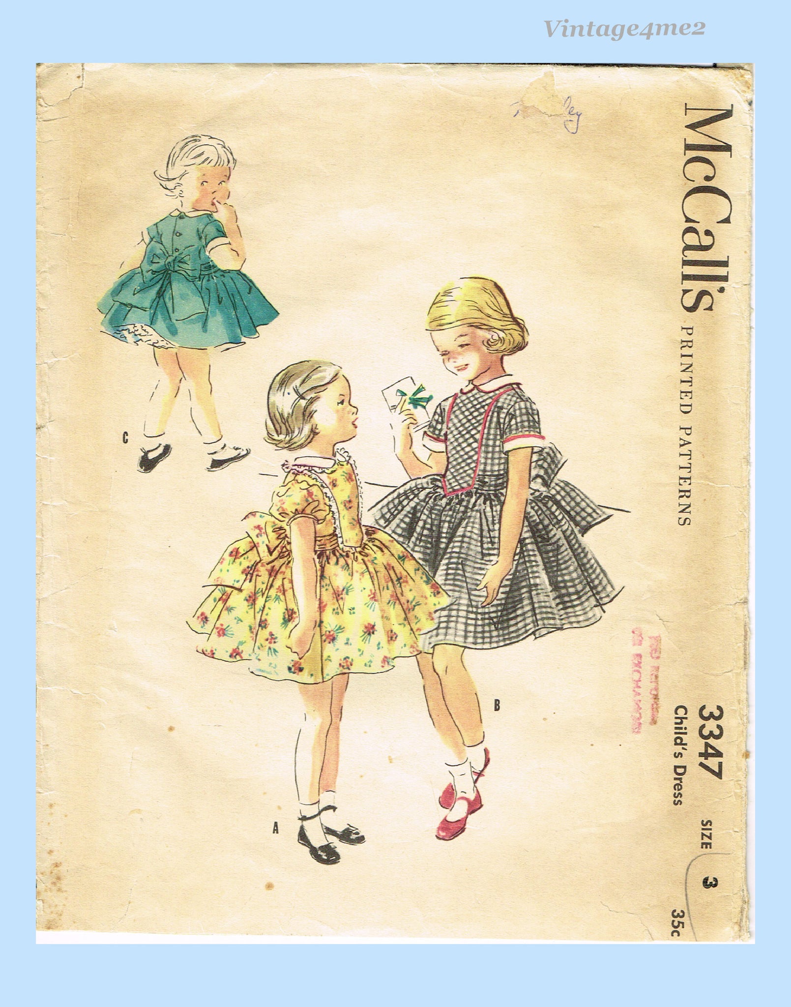 1950s Vintage McCalls Sewing Pattern 3347 Toddler Girls Fluffy Party D – Vintage4me2