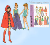 1970s Vintage McCalls Sewing Pattern 3429 11 1/2 Uncut Boho Barbie Doll Clothes Set