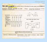 1950s Vintage McCalls Sewing Pattern 3450 Women's Misses' Kimono Blouse Size 36