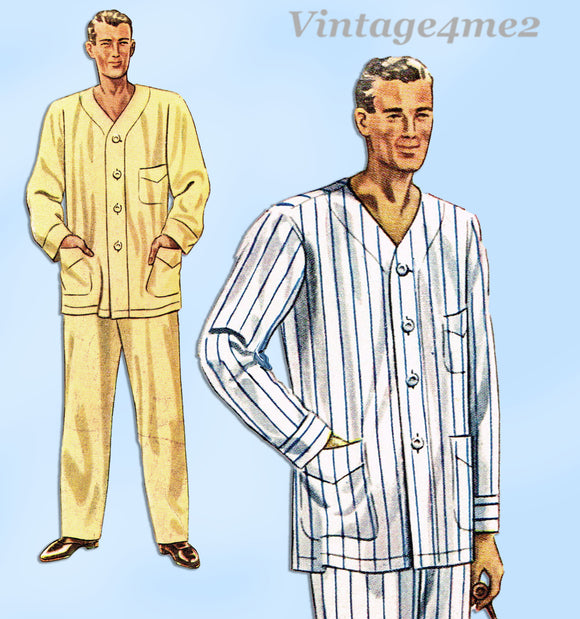 1930s Vintage McCalls Sewing Pattern 3518 Uncut Men's Pajamas Size 38-40 Chest