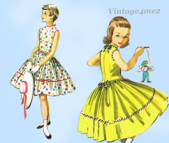 McCall's 3677: 1950s Cute and Easy Girls Party Dress Vintage Sewing Pattern