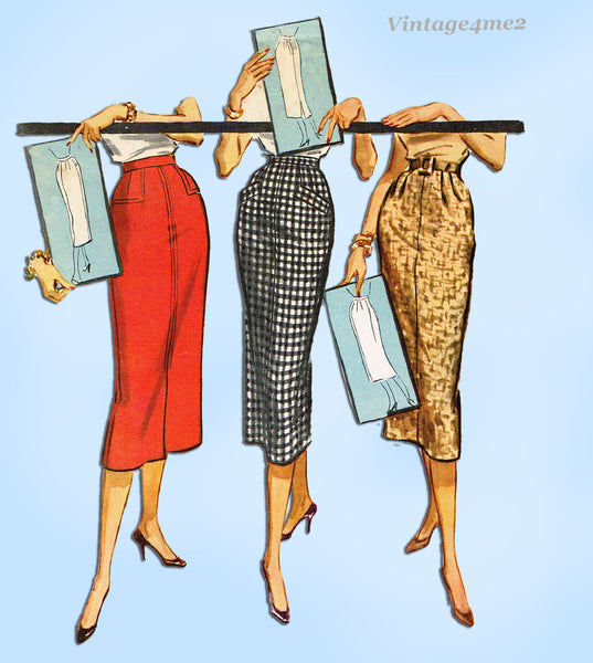 1950s Vintage McCalls Sewing Pattern 3734 Uncut Easy Instant Pencil Skirt Sz 26 W