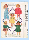 Original Circa 1935 McCall Pattern No. 418 - Doll's Outfit with Transfer