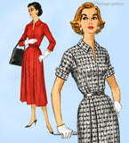 McCall's 4276: 1950s Stylish Misses One Piece Dress Sz 37 B Vintage Sewing Pattern
