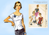 1950s Vintage McCalls Sewing Pattern 4347 Uncut Plus Size Ladies Blouse 46 Bust