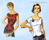 1950s Vintage McCalls Sewing Pattern 4347 Uncut Plus Size Ladies Blouse 46 Bust